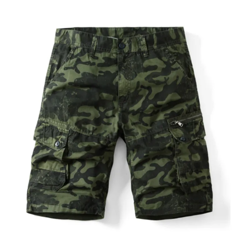 Шорты-карго мужские камуфляжные хлопок модные повседневные короткие штаны с