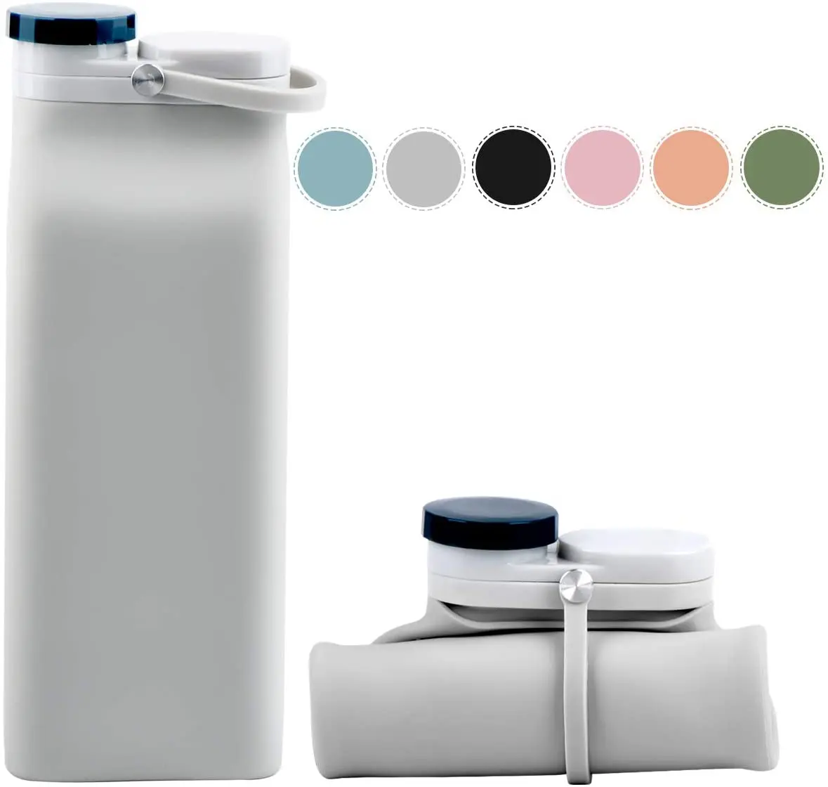 

Collapsible Water Bottle BPA Free - Foldable Water Bottle for Travel Sports Bottles with Triple Leak Proof Lightweight 20oz