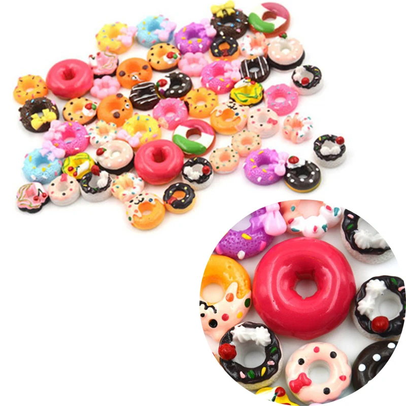

Miniature DIY Phone Case Decor Doughnut Food Craft 10Pcs Resin Dollhouse