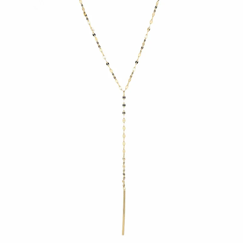 

Korean Style 925 Sterling Silver Necklace Sequin Tassel Long Chain Pendant Clavicle Necklace For Women Party Jewelry Accessories