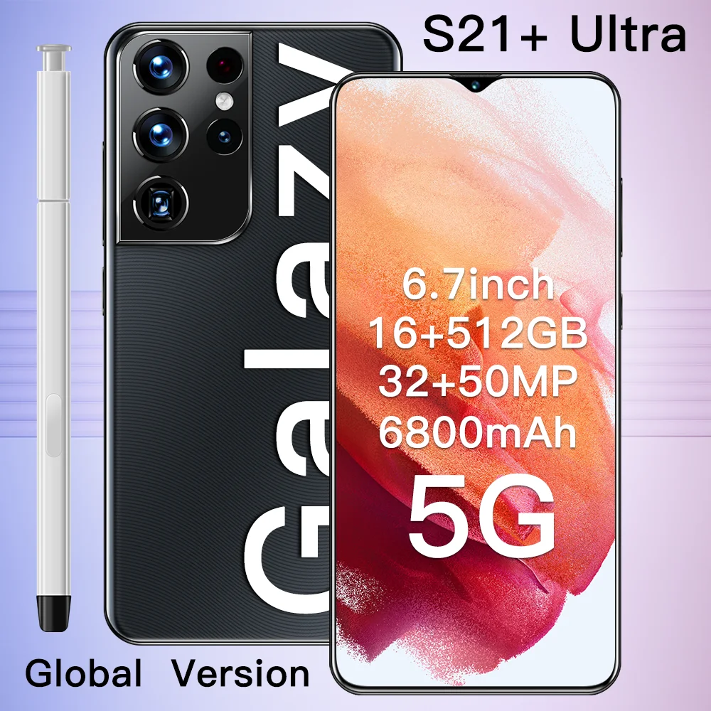 Galxy S21 + Ultra смартфон с 5,5-дюймовым дисплеем, десятиядерным процессором MTK6889, ОЗУ 16 ГБ, ПЗУ 6,7 ГБ