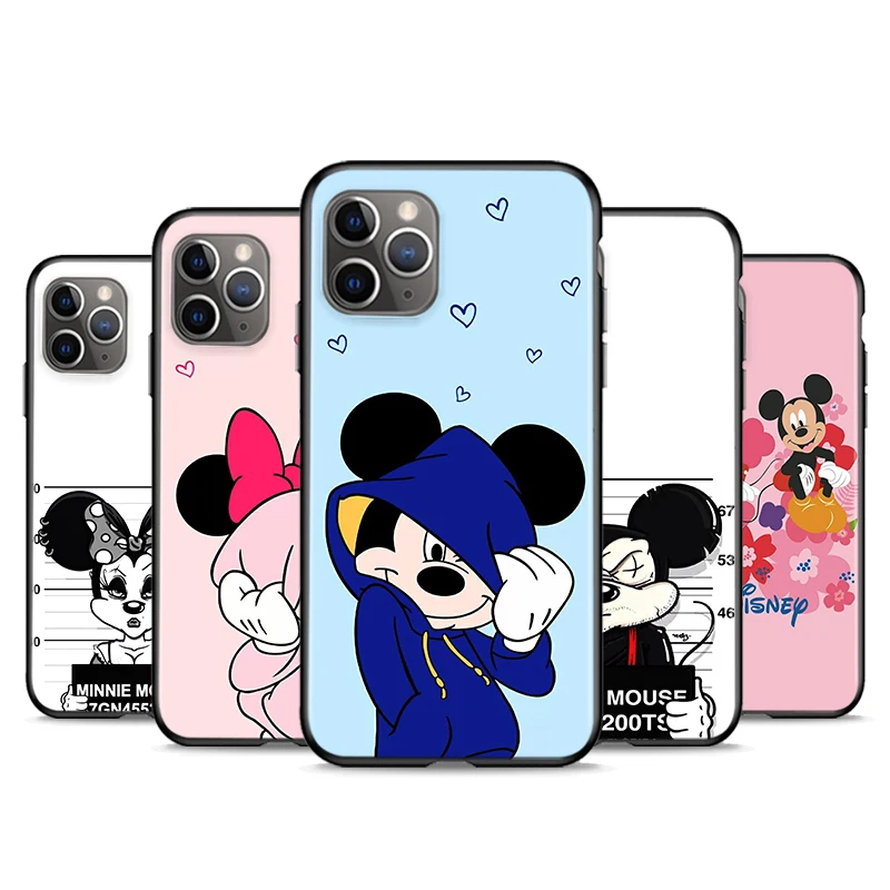 

Mickey mouse love Soft TPU For Apple iPhone 13 12 11 SE XS XR X 7 8 6 5 S mini Plus Pro MAX 2020 Black Phone Case