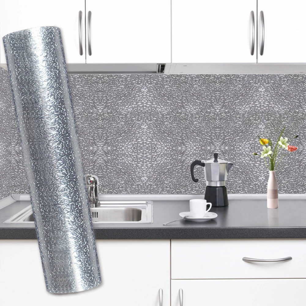 Kitchen Stickers Self Adhesive Oil Proof Stove Cabinet Waterproof Wall Wallpaper For Furniture | Дом и сад