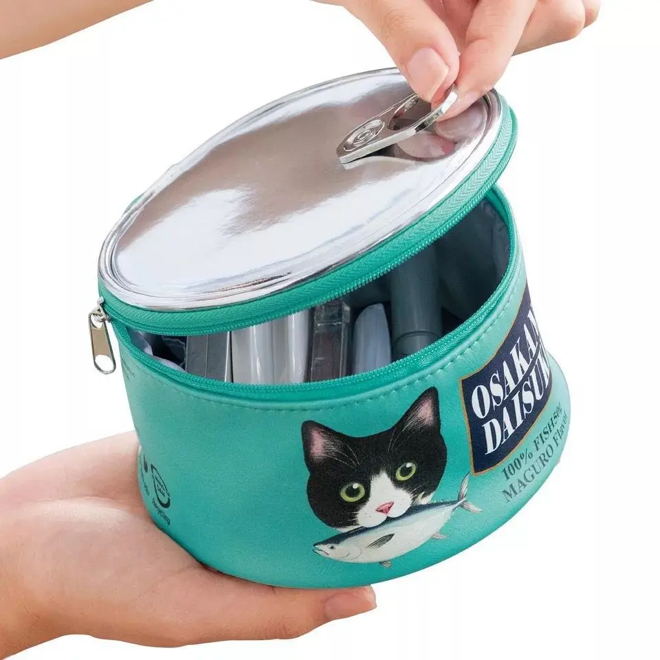 

large-capacity creative fish canned shape cat makeup bag collection bag
