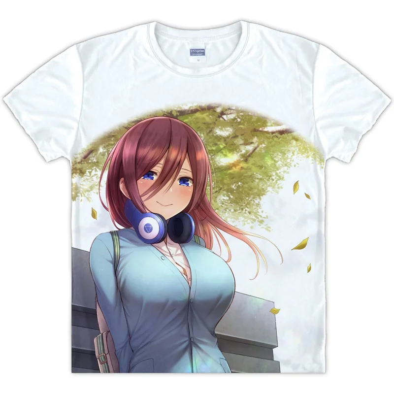 Новинка, футболка с короткими рукавами, унисекс, белая футболка, Go-Toubun no Hanayome - Цвет: Style 7