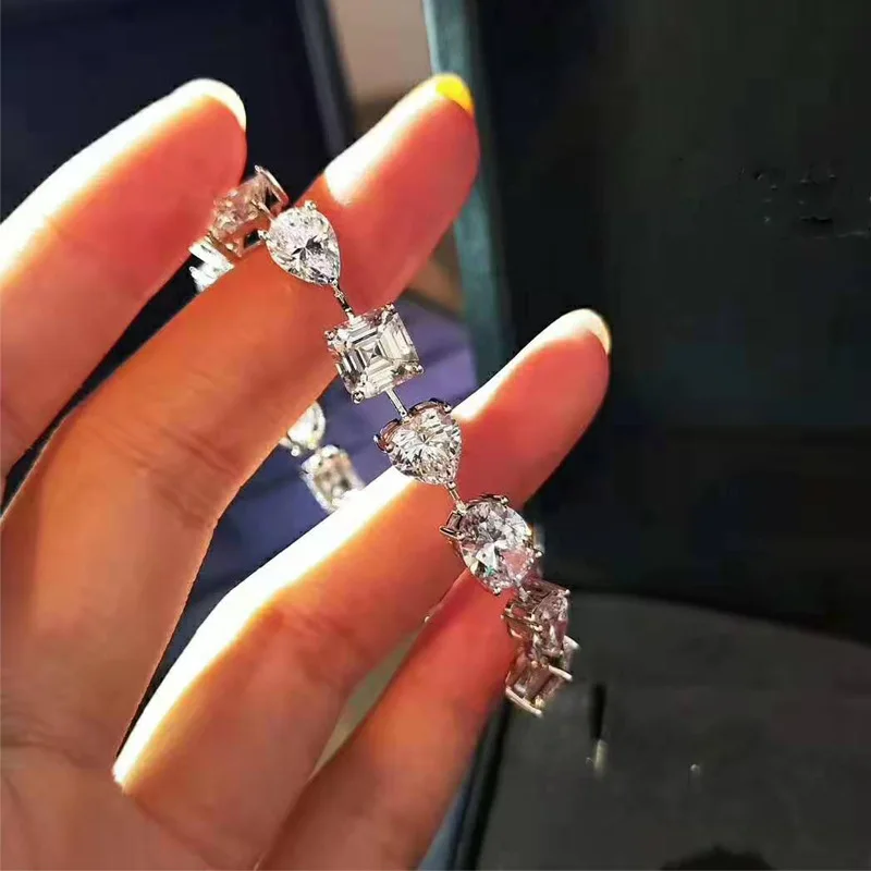

Sterling Silver 925 Simulation High Carbon Diamond Diamond Bracelet Women Luxury Carat Diamond Bracelet
