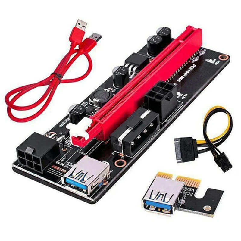 

6Pcs VER009 USB 3.0 PCI-E Riser VER 009S Express 1X to 16X Extender Riser Adapter Card SATA 15Pin to 6 Pin Power Cable