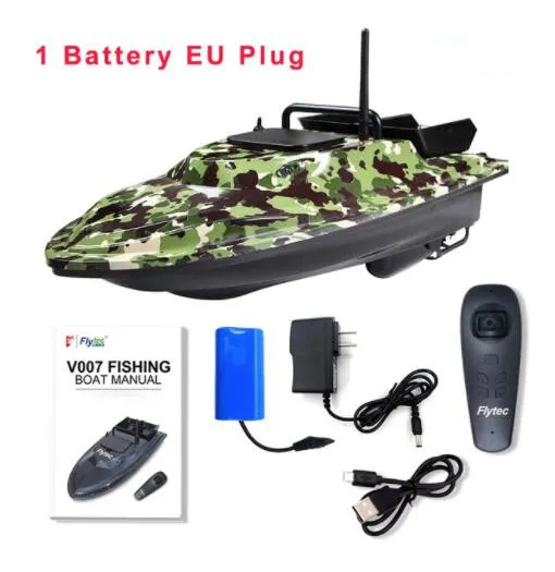 Flytec V007 RC лодка рыбацкая лодка открытый фиксированная скорость корабль сильное сопротивление ветра с светодиодный фара-прожектор для лодки VS Flytec 2011-5 лодка - Цвет: 1Battery EU PLUG