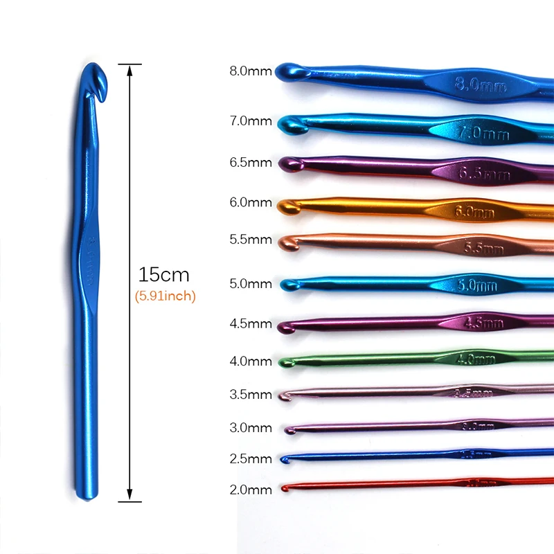 Набор из 12 крючков для вязания набор металлических игл 2 0 8 мм аксессуары подарок