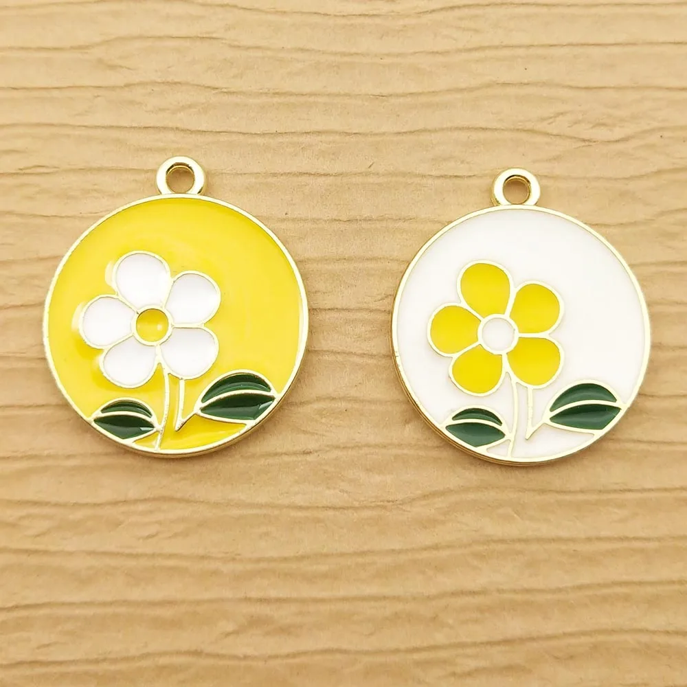 

10pcs 20x22mm enamel flower charm for jewelry making crafting fashion earring pendant bracelet charm necklace charms