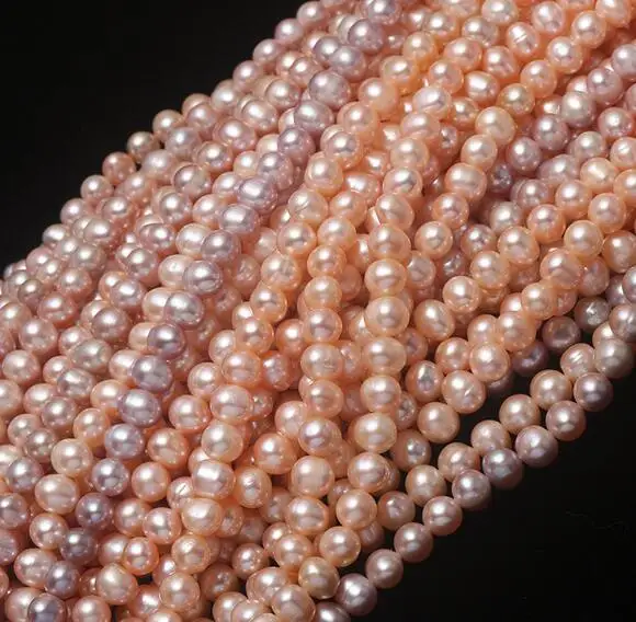 

Jewelry Natural freshwater pearl 7-8mm punch hand beaded egg shaped Loose beads necklace bracelet