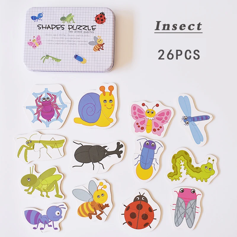 insects Новое поступление, детские игрушки, обучающая головоломка для раннего старта, когнитивные карточки, автомобильный/Фруктовый/Животный/спасательный набор, парная головоломка, подарок для ребенка - Цвет: insects