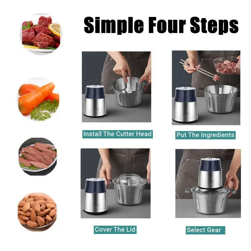 electric chopper 2 speed 300w stainless steel meat grinder automatic mincing machine household food processor kitchen applianc free global shipping