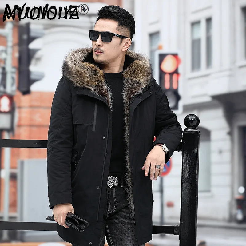 

2022 New Mens Parka Real Fur Coat Men Winter Jacket Rabbit Fur Liner Warm Raccoon Fur Collar Parkas De Hombre 9216 J3120