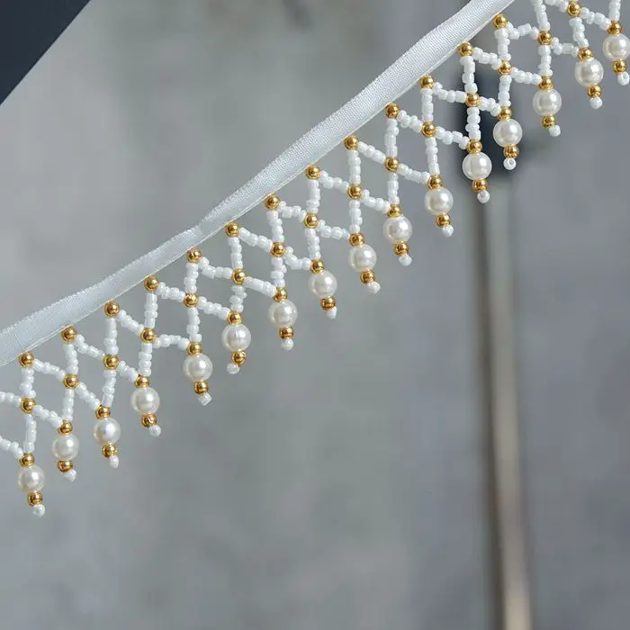 1 ярд Бисероплетение кружевные аксессуары черно белые жемчужные подвесные