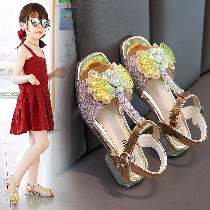 

Fashion Children's Sandals Girls Princess Bowknot Student Dance Light Soft Soled Baby Shoes Kids Comfortable Beach Flat Sandals