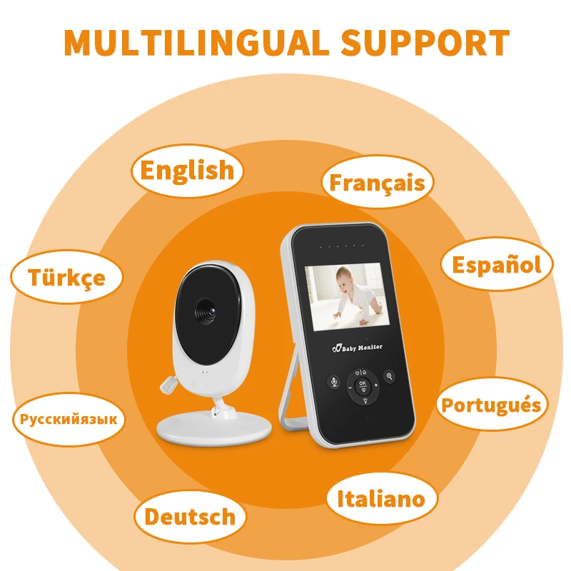 

Wireless Video Color Baby Monitor Digital Babysitter Night Vision Temperature Monitoring Camera Baby Walkie Talkie CMOS 2.4 Inch