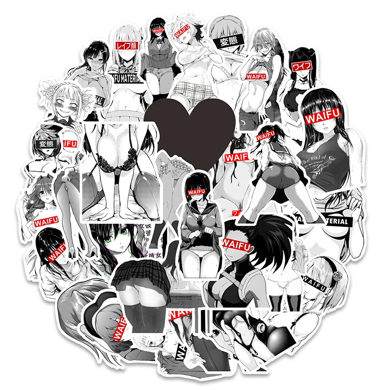 

30pcs Waifu Material Vinyl Decal Sticker suitcase laptop Car Truck Anime Hentai Sexy Pinup Mang Girl Waterproof Car Styling