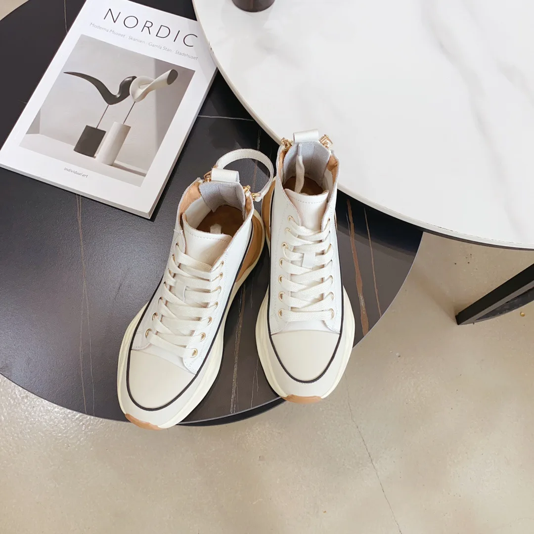 

Fujin 2021 INS Za Zipper Platform Shoes Chunky Sneakers Thick Sole High Top Boots Botas De Mujer Casual Ankle Boots shoe woman