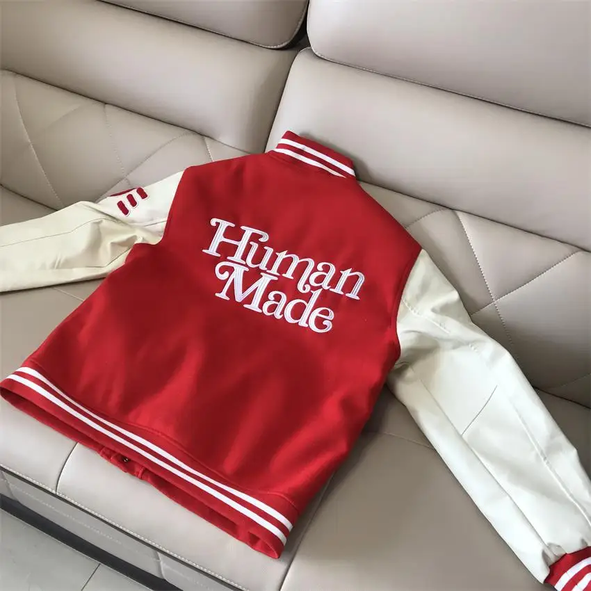 

Made Human Girls Don't Cry Baseball Jacket Men Clothing Women PU Leather Bomber Coats Winter Harajuku Japanese Brand Motorcycle