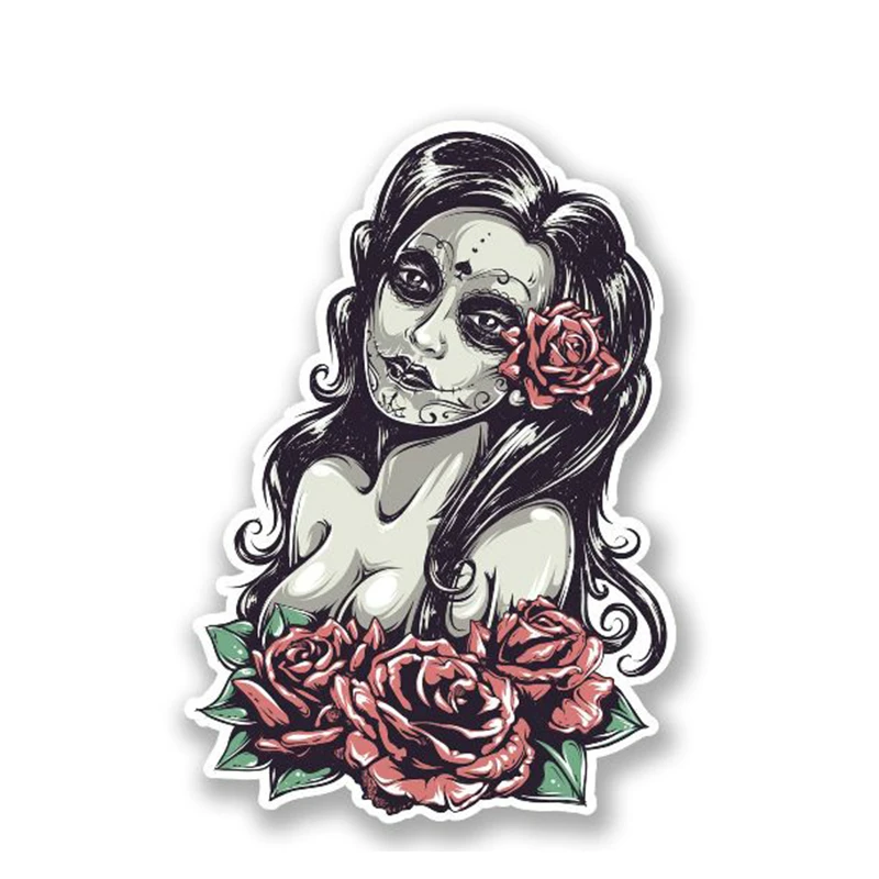 DAWASARU Sugar Skull Woman Rose Face Lady Girl Zombie стикер для ноутбука автомобиля окна