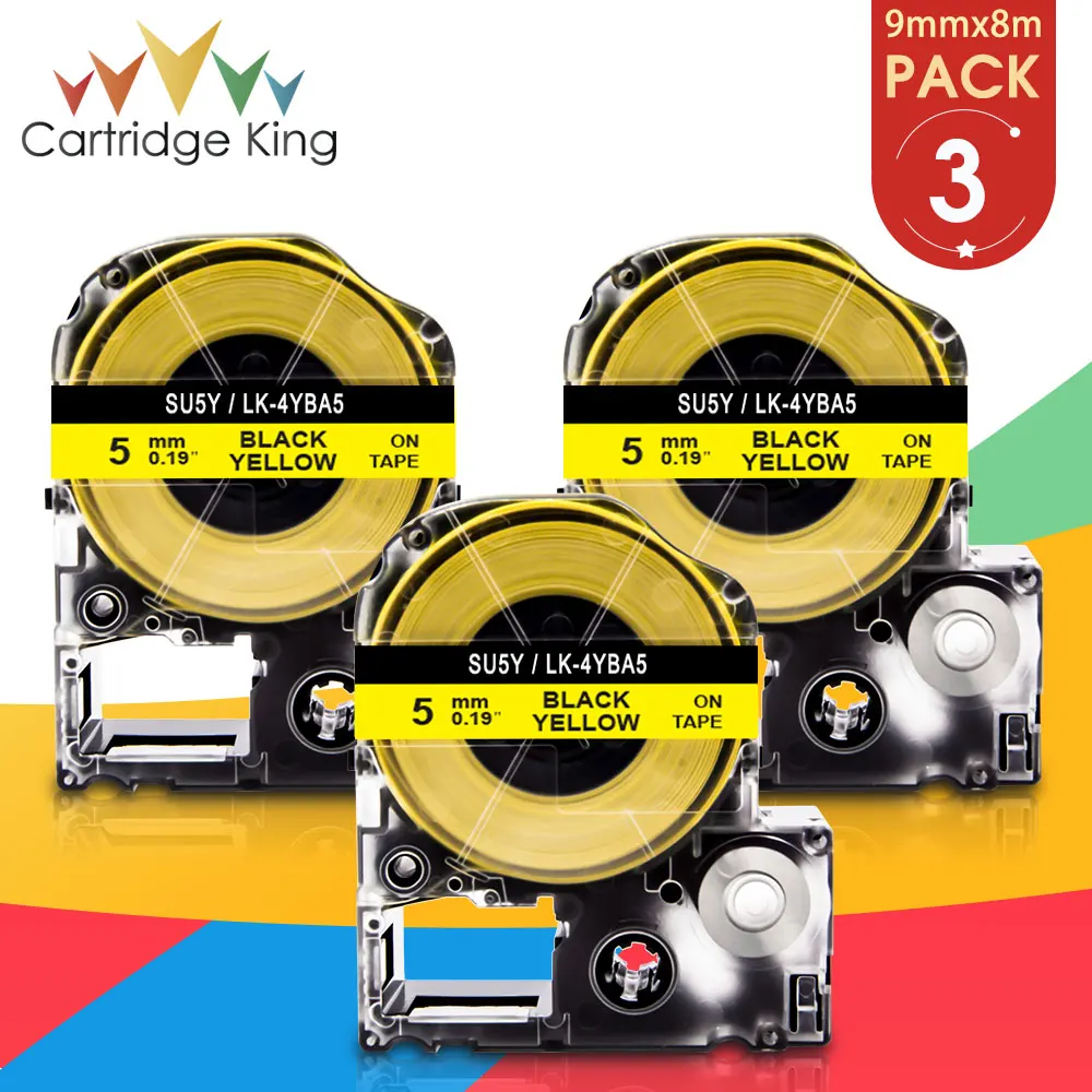 

3PK Compatible Epson Heat Shrink Tube Tapes SU11Y LK-6YBA11 Label Tape for Epson Kingjim LabelWork LW-300 LW-400 LW-500 Labeller