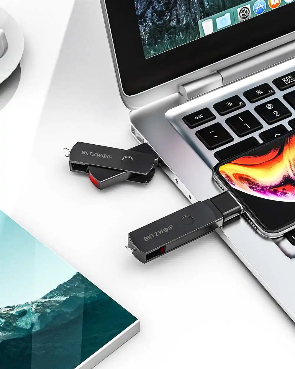 Флеш-накопитель BlitzWolf BW-UP2 USB3.2 Gen 2 64/128/256 ГБ вращающийся на 360 ° USB-накопитель |