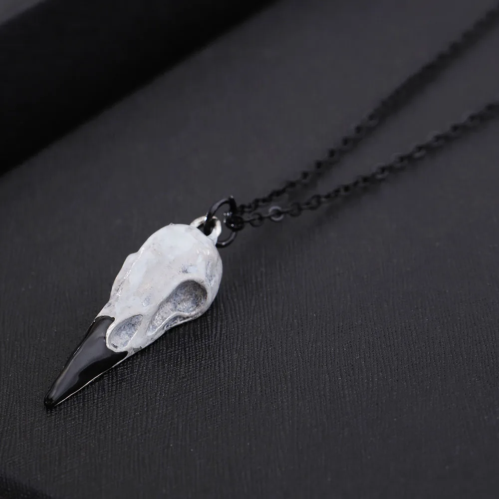 

3D Raven Skull Pendant Necklace Resin Replica Raven Crow Gothic Gift Goth Skull Jewelry