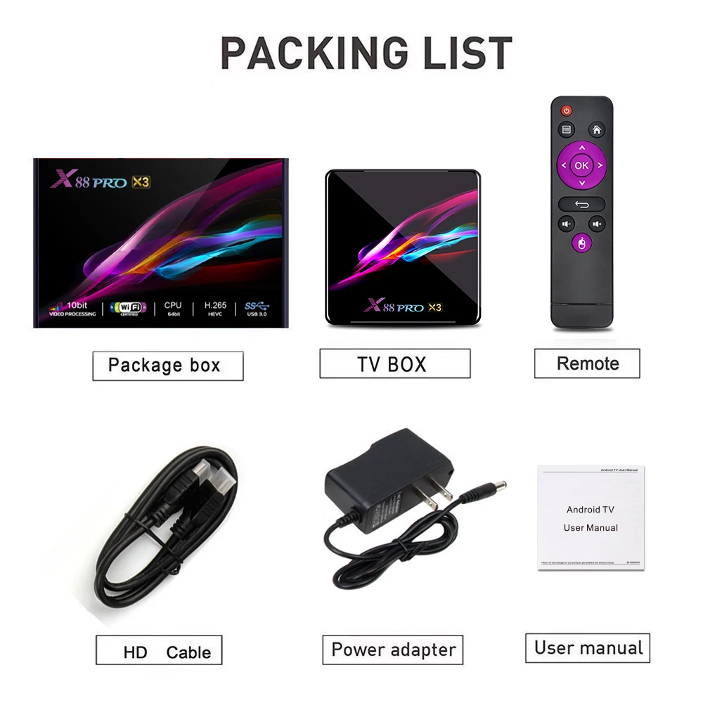 ТВ-приставка X88 PRO X3 Android 9 0 Amlogic S905X3 4 Гб 128 ГБ 1080p 8K двойной Wi-Fi Google плеер Youtube