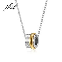 jhsl fashion jewelry men women lover couple romantic circles pendant necklace stainless steel valentines day gift
