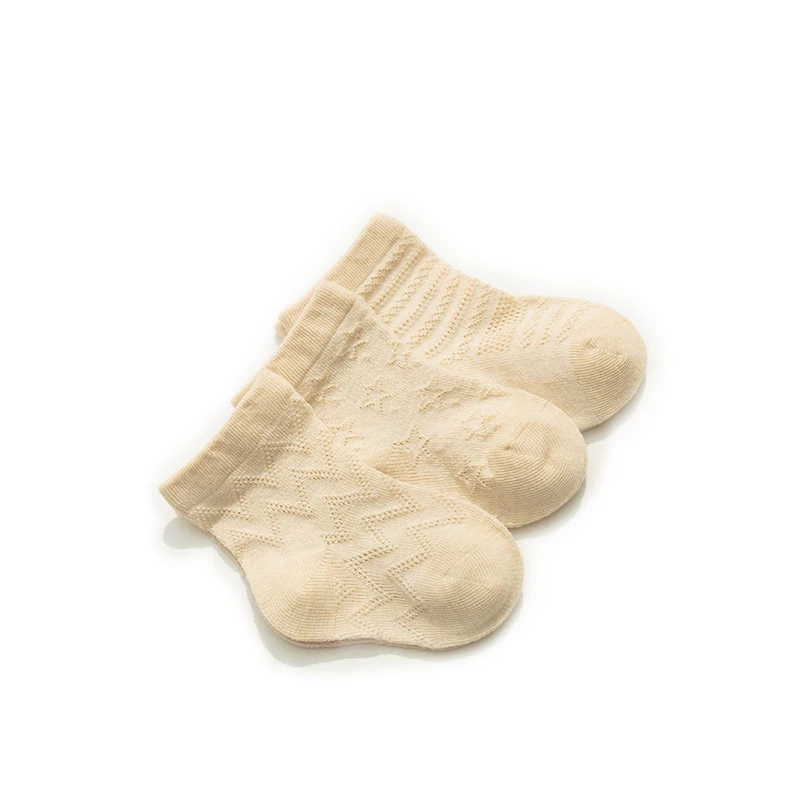 

3 Pairs Newborn Spring Summer New Cotton Socks Boys Girls Organic Cotton Soft Stripes Thin Socks 0-3 Years Old Baby Color Socks