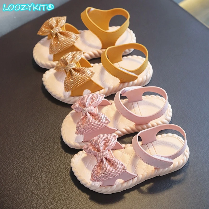 

Summer Kids Shoes Fashion Sweet Princess Children Sandals for Girls Toddler Baby Soft Breathable Hoolow Out Bow Shoes