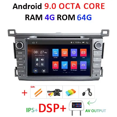 9.0 4G 64G DSP AVOUT DSP AV выход ips экран 4G Android 9,0 автомобиля gps для Toyota RAV4 2013 DVD плеер Мультимедиа навигации автомобиля радио - Цвет: 9.0 4G 64G DSP AVOUT