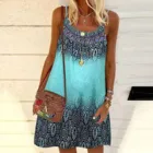 Женский сарафан на тонких бретелях, летний богемный Повседневный Свободный мини-сарафан без рукавов с винтажным принтом, 2021