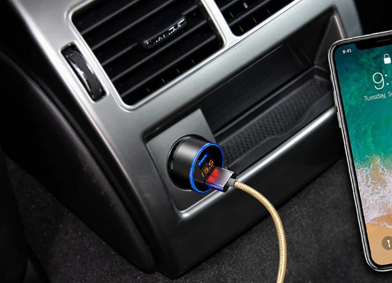 2019 зарядных порта USB для автомобиля светодиодный телефон Зарядное устройство