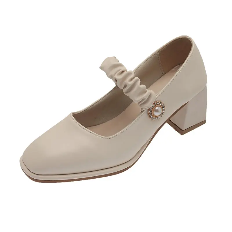 

2021 Summer New Fashion Retro Thick Heel Single Shoes Casual All-Match Square Toe Shallow Mouth Women's Shoes