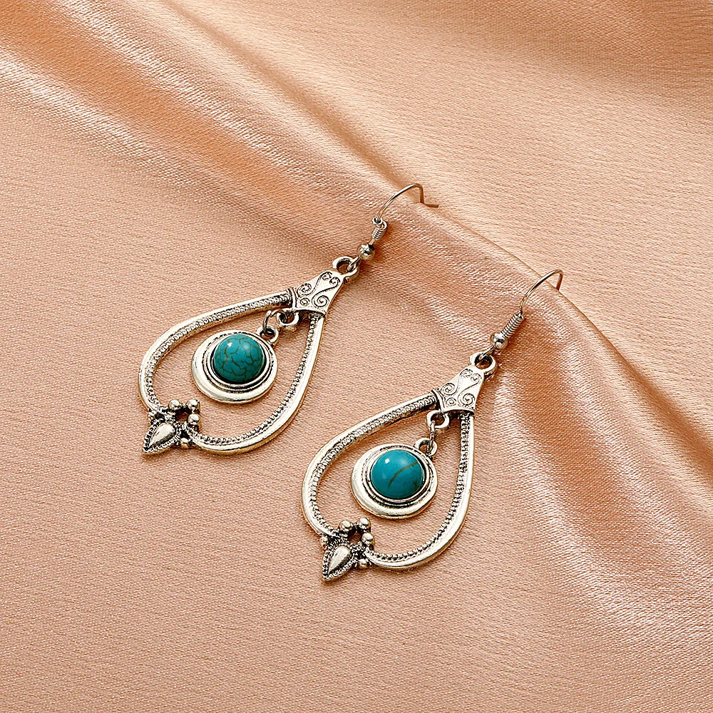 

ZLALHAJA Vintage Pendant Dangle Stud Earrings Drop Blue Stone Boho Earrings For Women Piercing 2022 Trend Jewelry