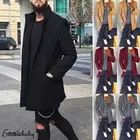 Мужской Повседневный шерстяной тренчкот, однотонная Классическая куртка средней длины, верхняя одежда для осени и зимы