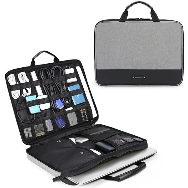 Grey BAGSMART 13-14 дюймов чехол для ноутбука с аксессуарами для электроники Органайзер аксессуары для ноутбука Сумка водонепроницаемая сумка для ноутбука - Цвет: Grey