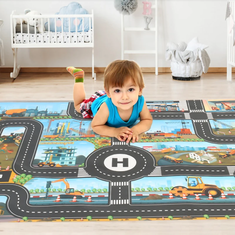 Baby Play Mats Road Carpet for Kids Cartoon Traffic Rug Little Boys and Girls Indoor Toys Playmat Babies Playing Educational Mat | Игрушки и