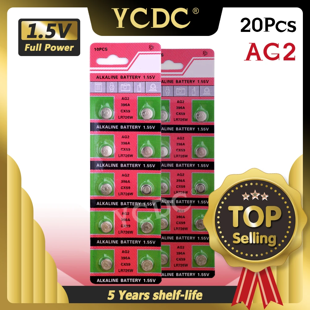 20x AG2 щелочной Батарея плоский круглый аккумулятор замена 196 396 536 556 607 396AAG2 L726 LR726
