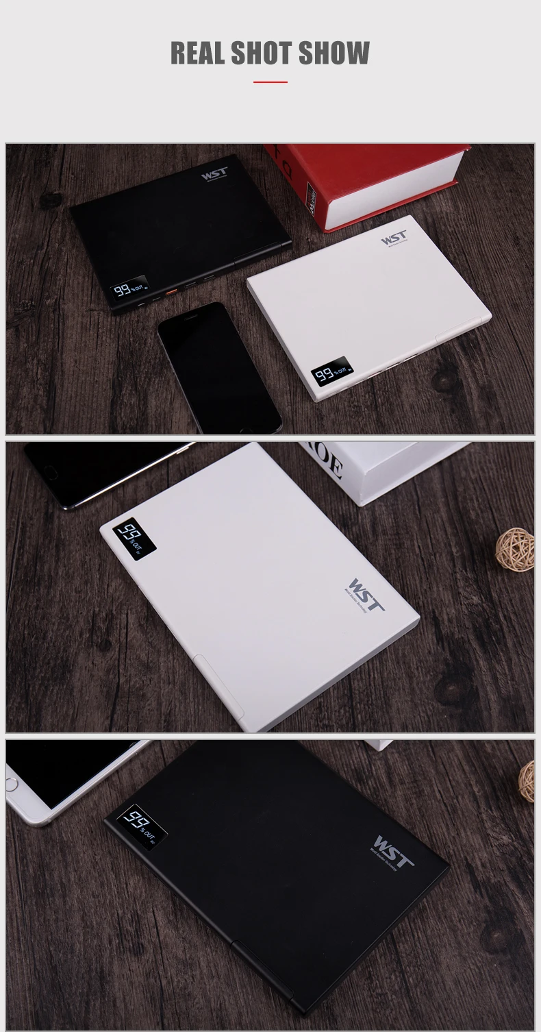 WST power Bank 30000 мАч Внешний аккумулятор-зарядное устройство power bank 30000 мАч Usb C PD цифровой дисплей power Bank Быстрая зарядка 3,0