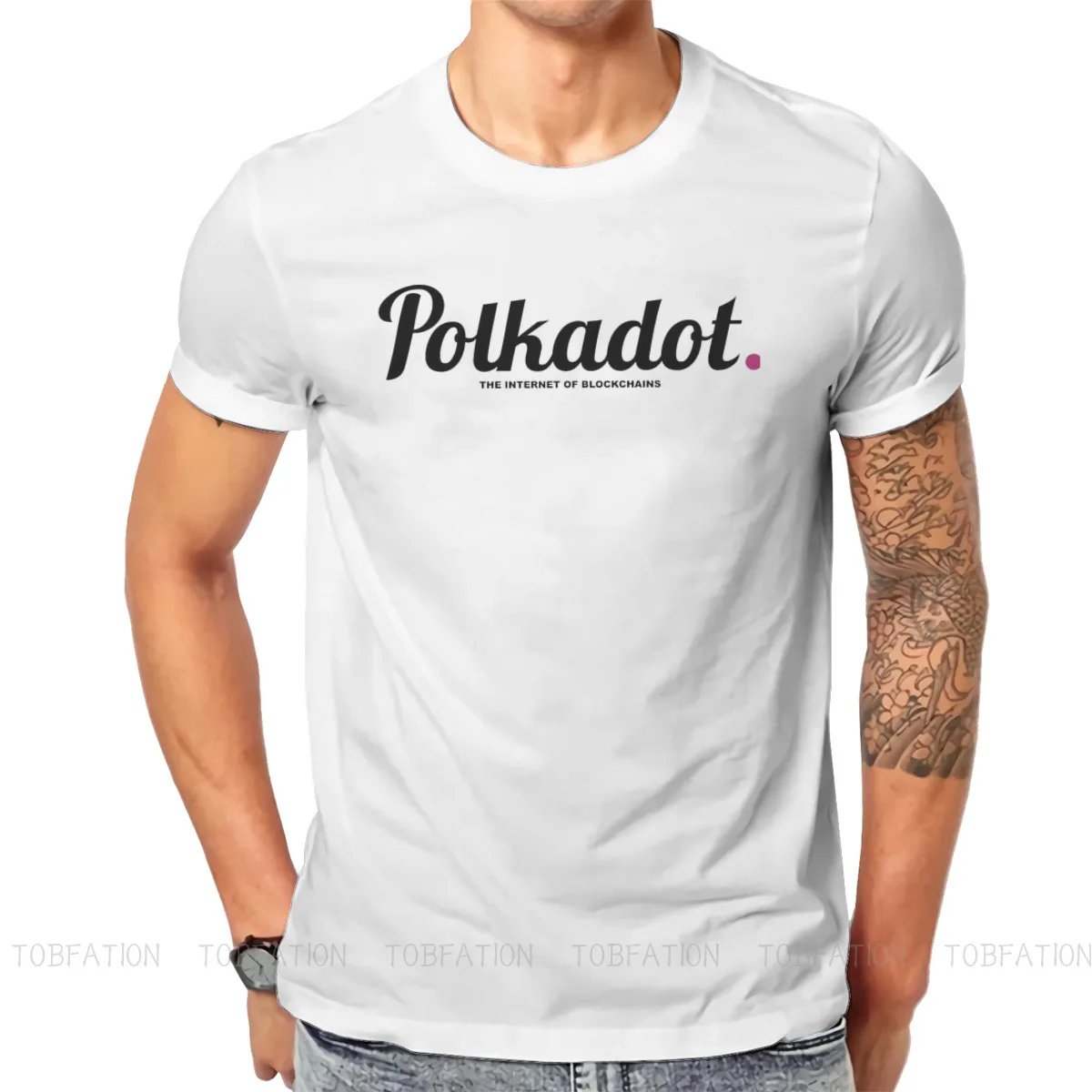 Футболки Polkadot DOT с криптовалютой монеткой и круглым вырезом модная отличительная