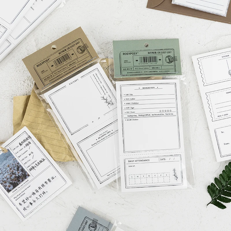 

Journamm 30pcs Vintage Reading Notes Stamp Style Memo Pad Paper Stationery Memo School Stationery Notepad School Sticky Notes