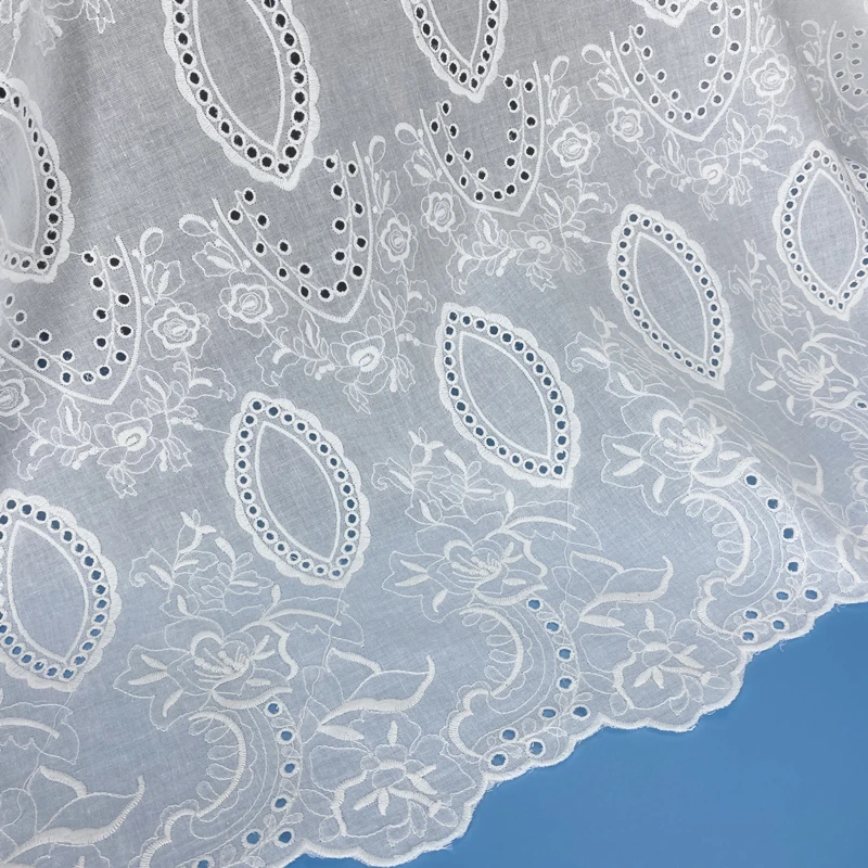 

White cotton embroidery, hollow fabric, flowers, bilateral embroidery, cloth, clothing accessories, curtains, tablecloth materia