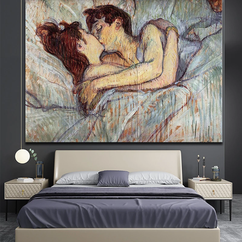 OUCAG Love Kiss картина маслом холст романтическая пара настенные художественные
