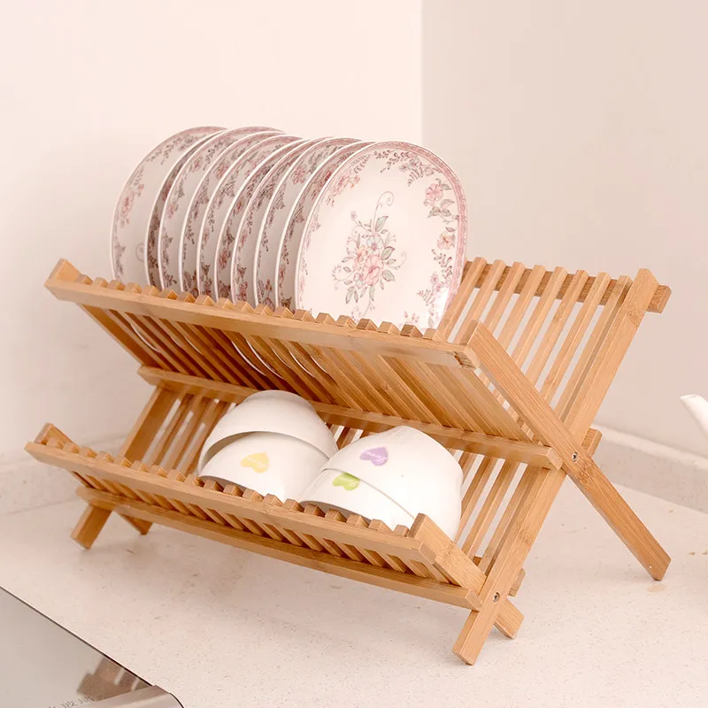 Многофункциональная сушилка для посуды Складная полка хранения из массива