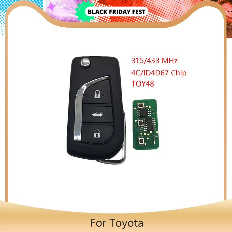 YLKGTTER 3 кнопки TOY48 раскладной умный дистанционный ключ для Toyota Aygo Corolla Yaris Camry Verso с