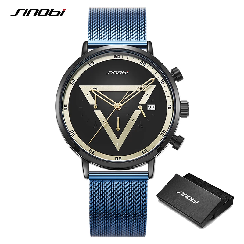 

SINOBI Creative Design Man Triangle Chronograph Watch Fashion Sports Men's Multifunction Quartz Wristwatches Relogio Masculino