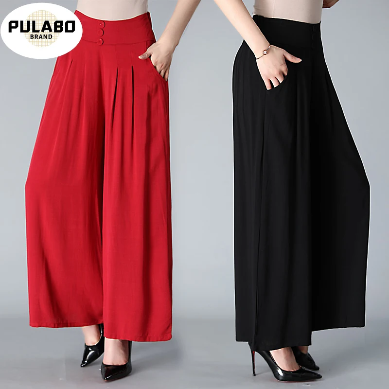 

Брюки женские с широкими штанинами, модные тонкие свободные штаны с завышенной талией, повседневная юбка, танцевальные штаны, большие разме...